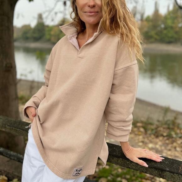 Sloppy Joe Tops - Sloppy Joe Collar Sweatshirt Tan